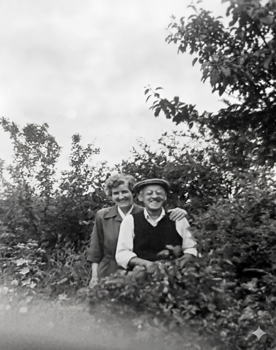Minnie Victoria Bright with her second husband George Frederick Lambert, c. 1950s